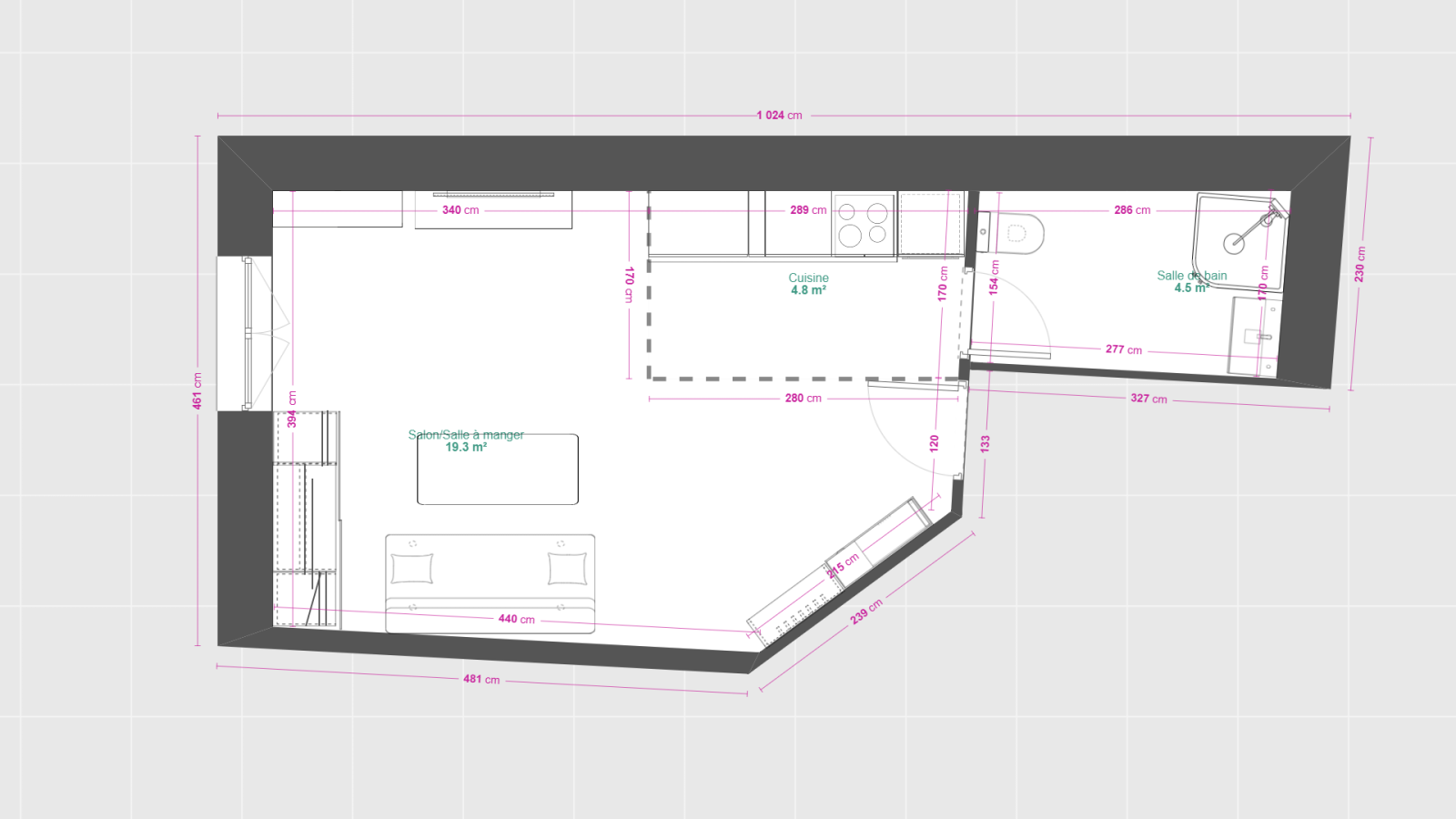 Appartement 1 pièce 28 m² · à Étampes · 27,6 m² · 84 000 €