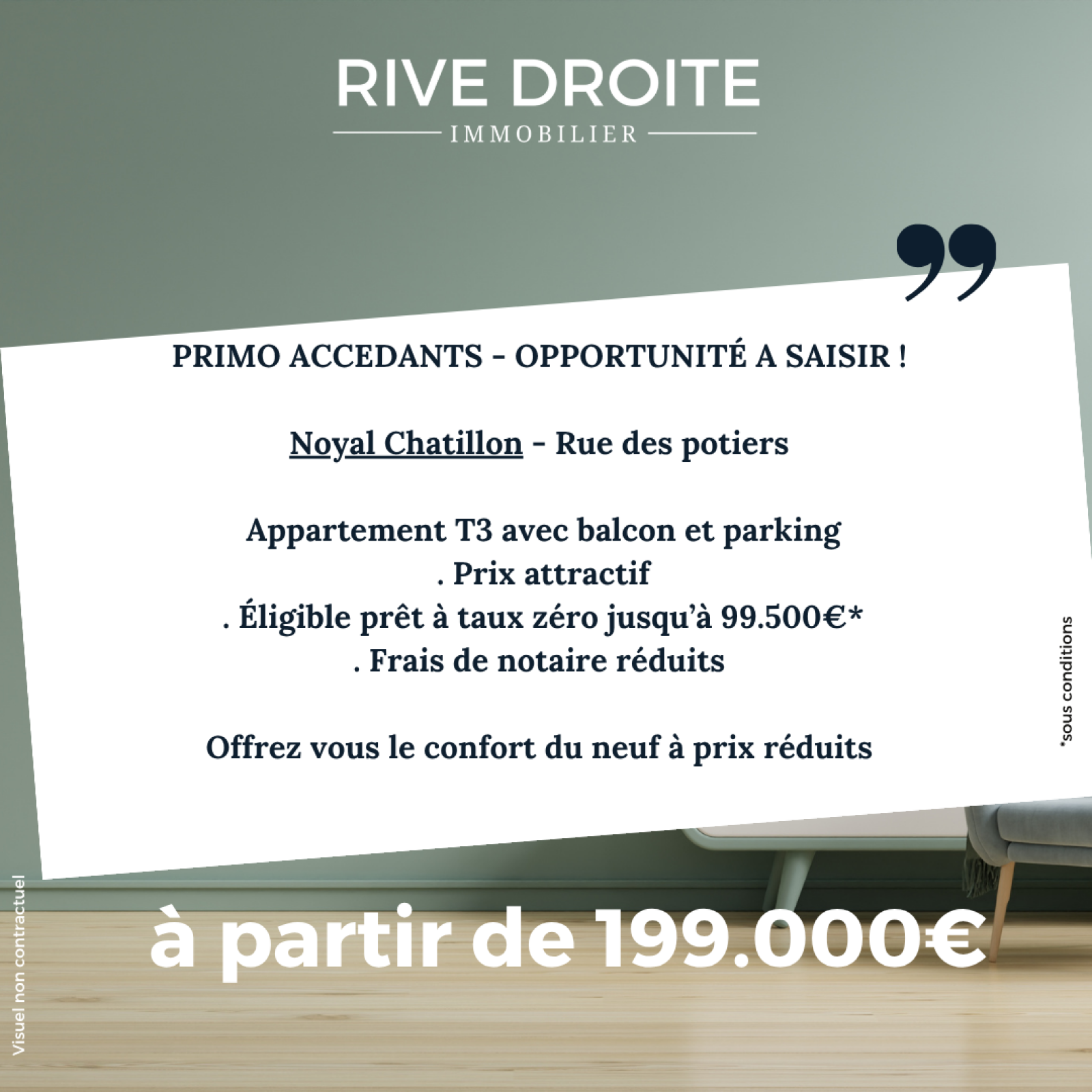 Appartement 3 pièces 56 m² · à Noyal-Châtillon-sur-Seiche · 56 m² · 199 000 €