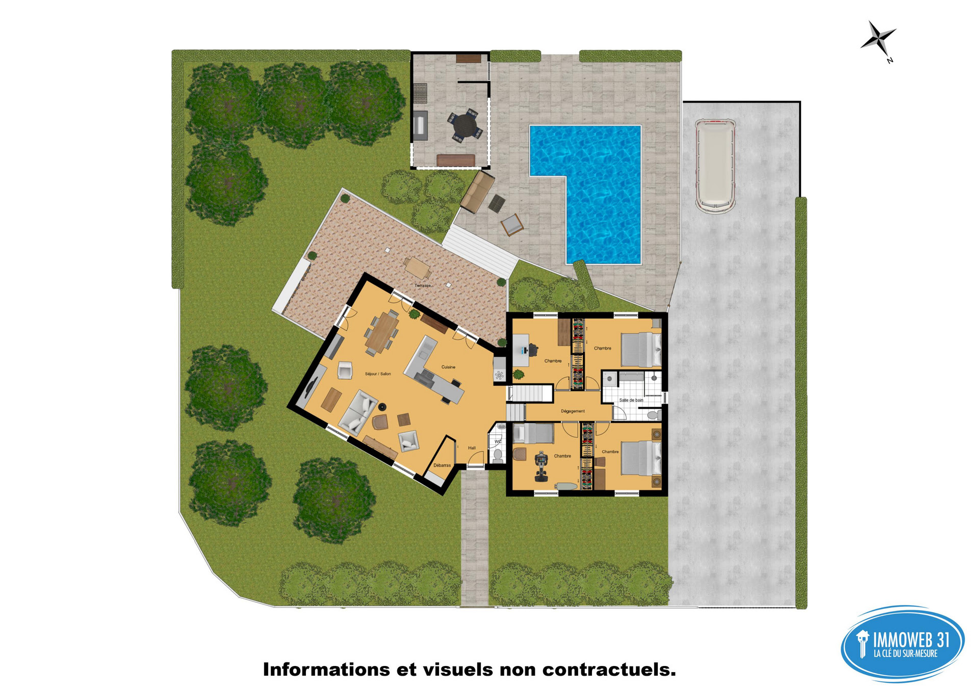 Plan de maison moderne sur mesure à DREMIL LAFAGE (31)