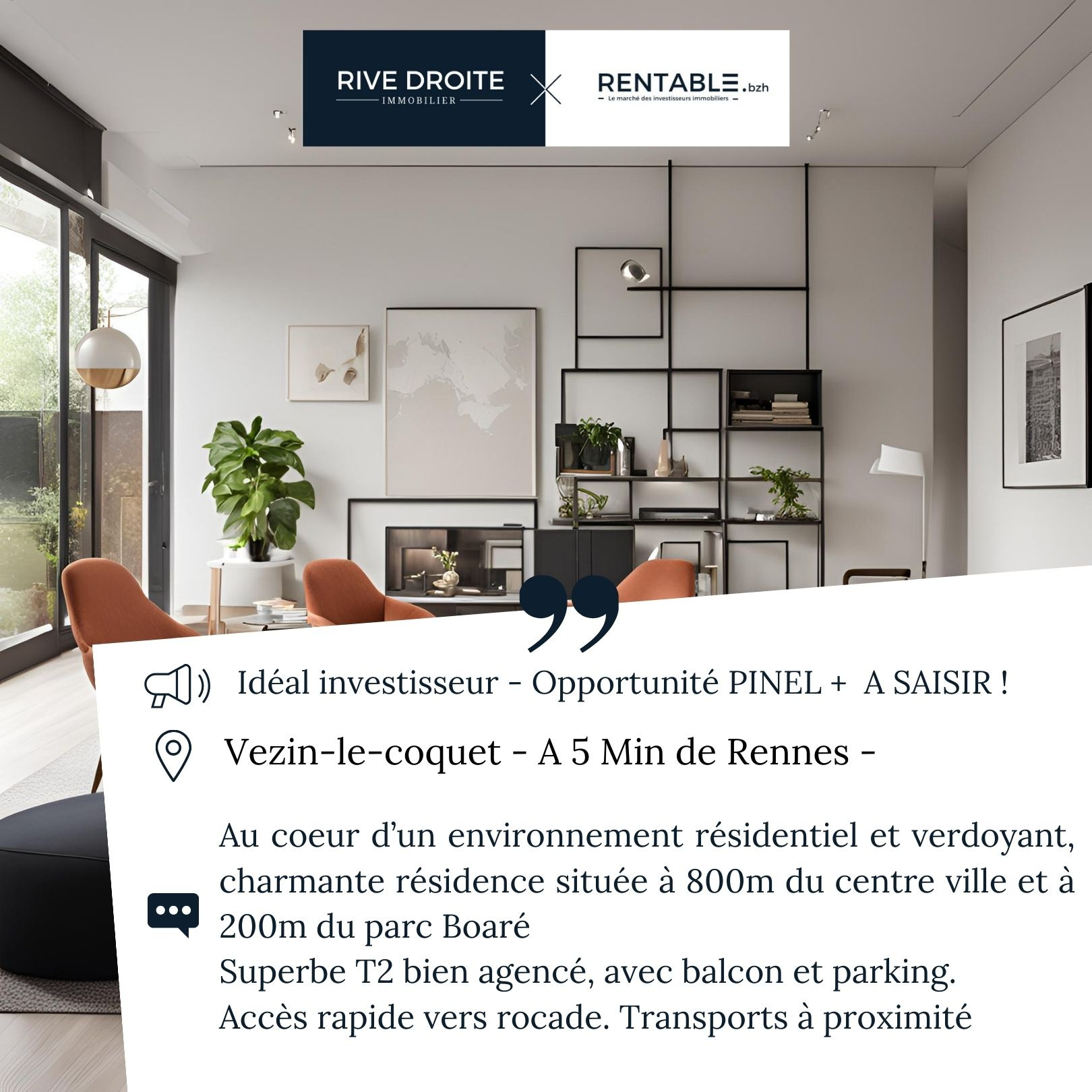 Vente Appartement 62m² 3 Pièces à Rennes (35000) - Réseau Expertimo