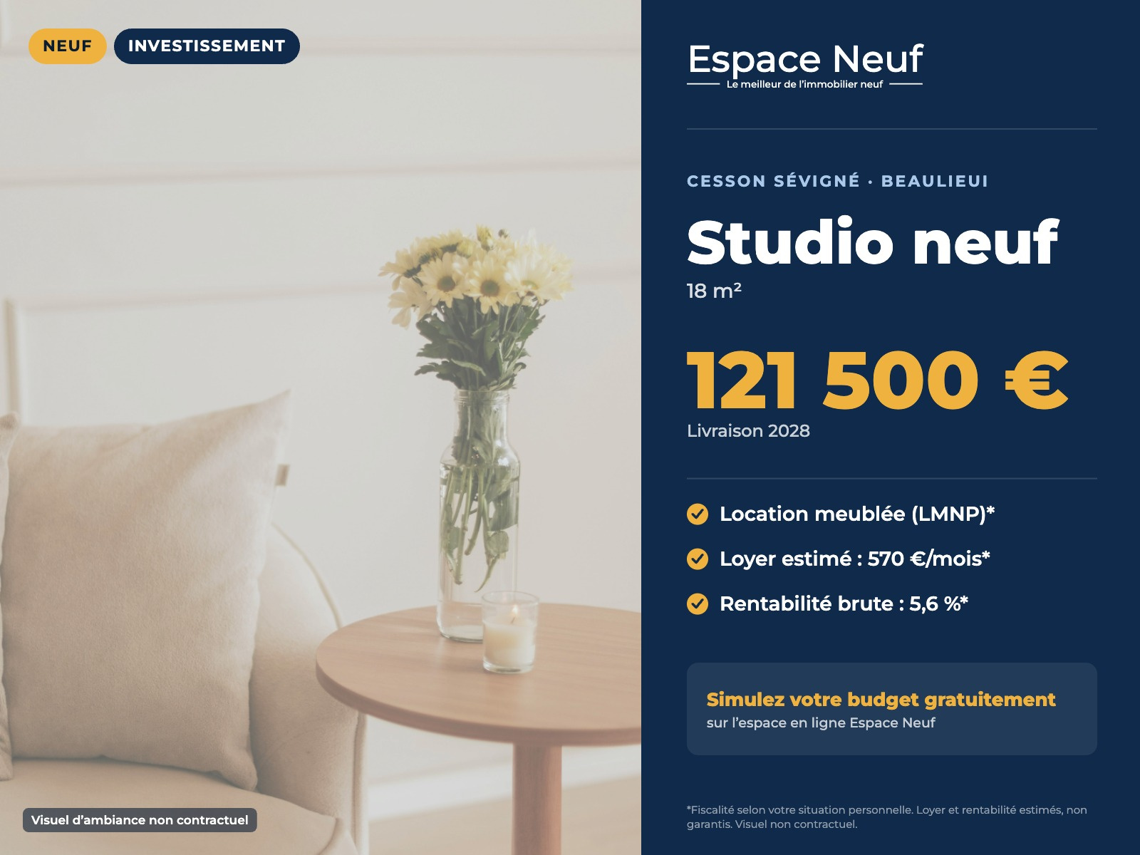 Appartement 17 m² · à Rennes · 17 m² · 121 500 €