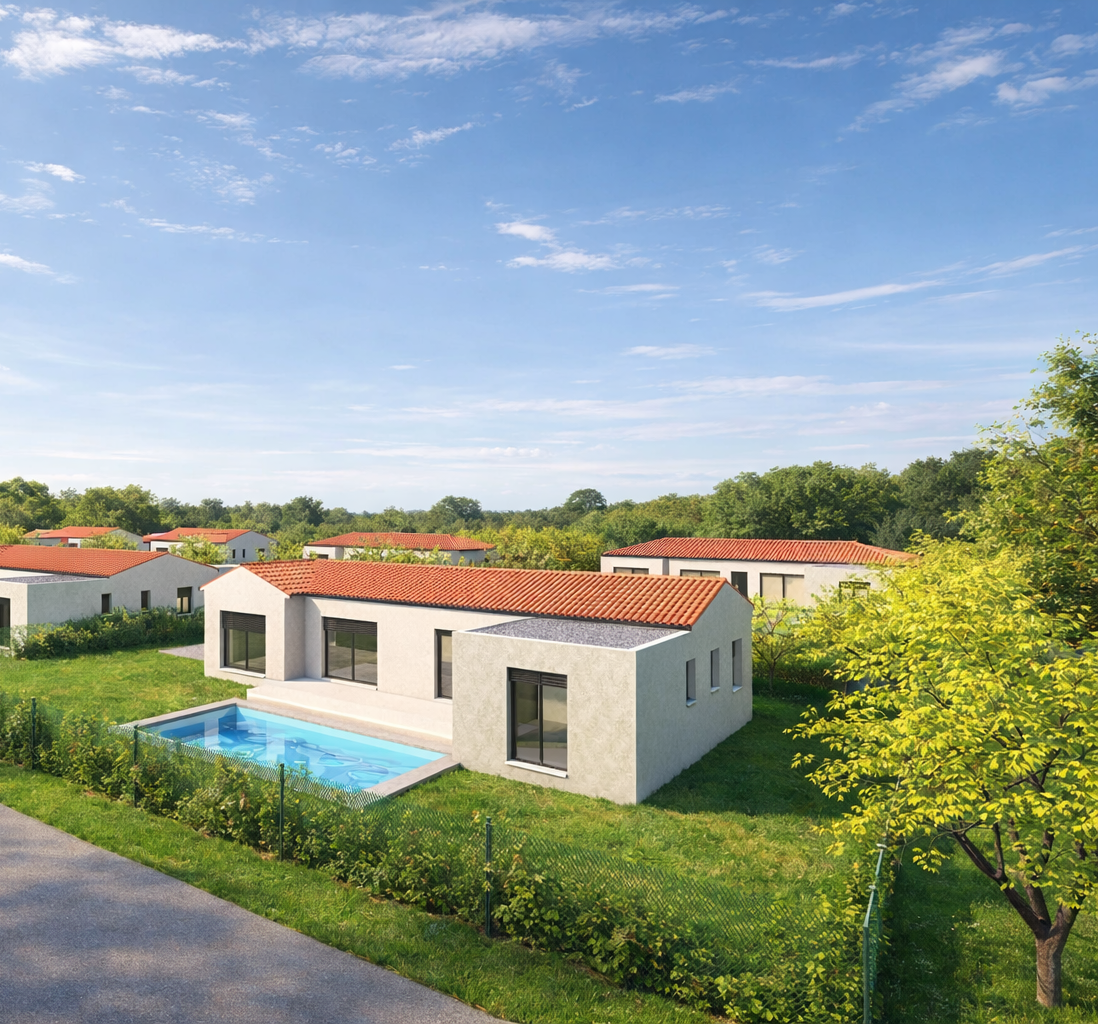 Villa neuve avec jardin et garage